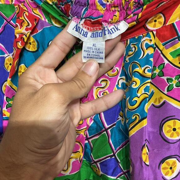 Anna and Frank Pink Silk Vintage Midi Skirt Sz XL - Picture 5 of 11